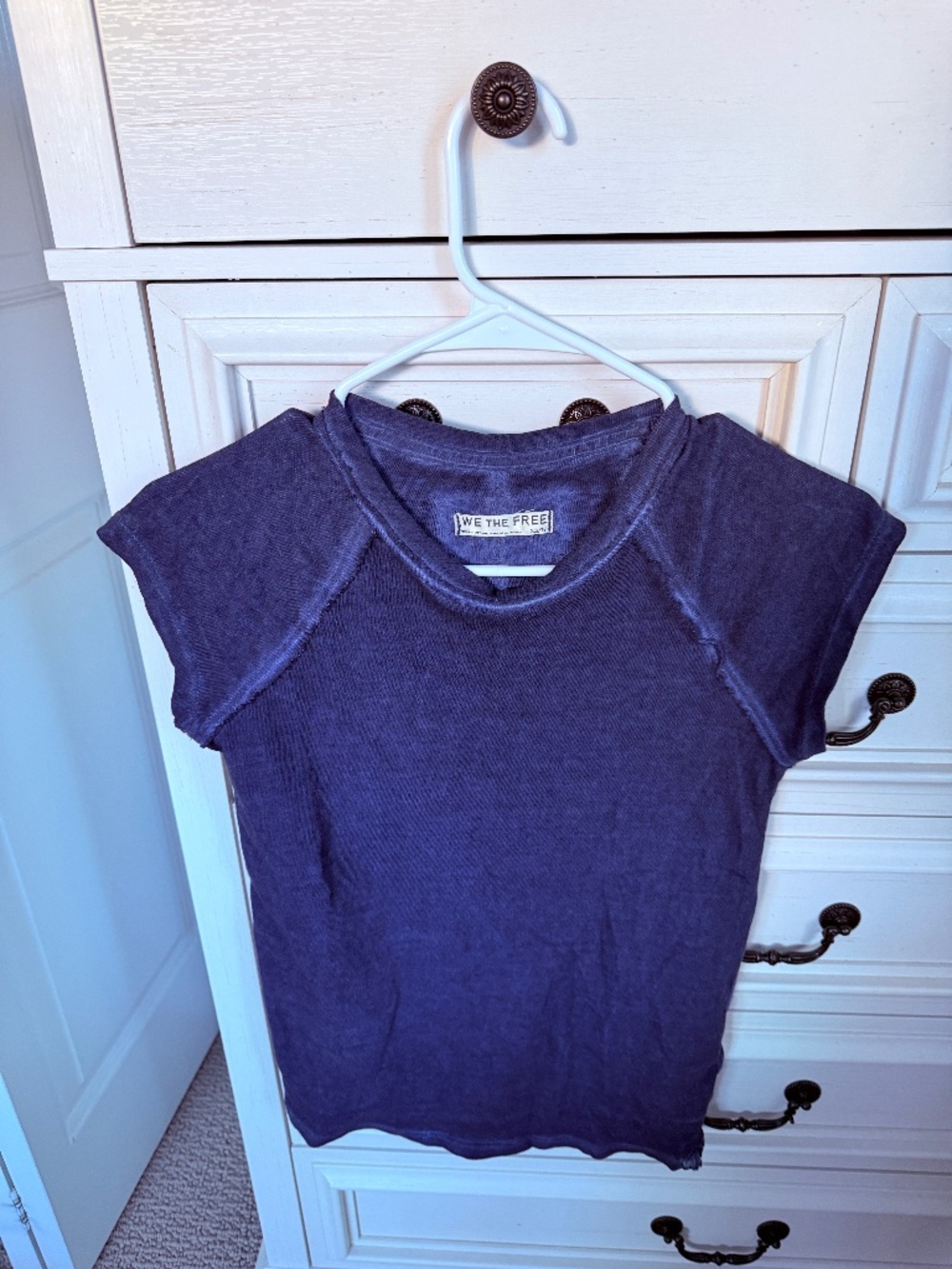 Free People We The Free Riley Raglan Sleeve Tee Indigo Blue XS